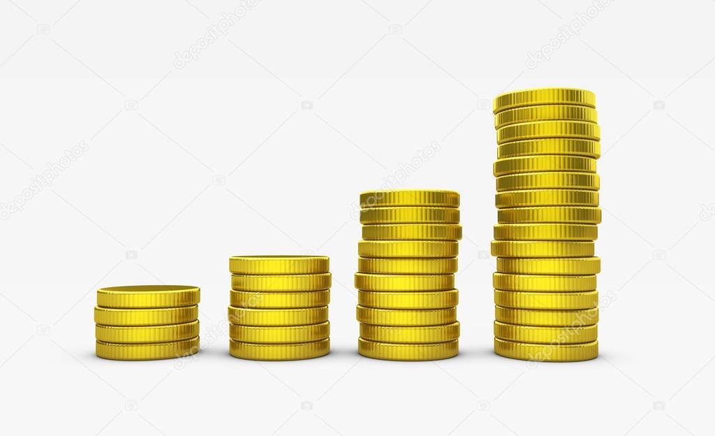 Growing Gold Coins Stack Business Success Concept