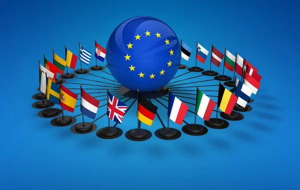 Drapeaux de l'Union européenne Concept — Photo