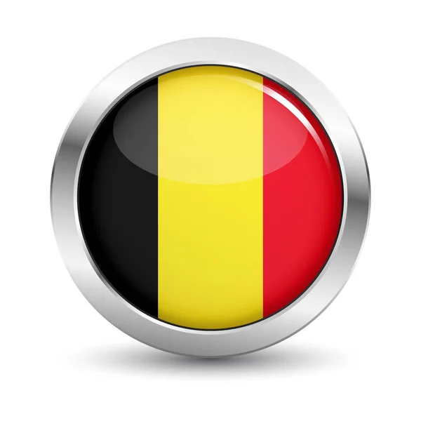 Belgien flagga ikonknappen Badge vektor — Stock vektor