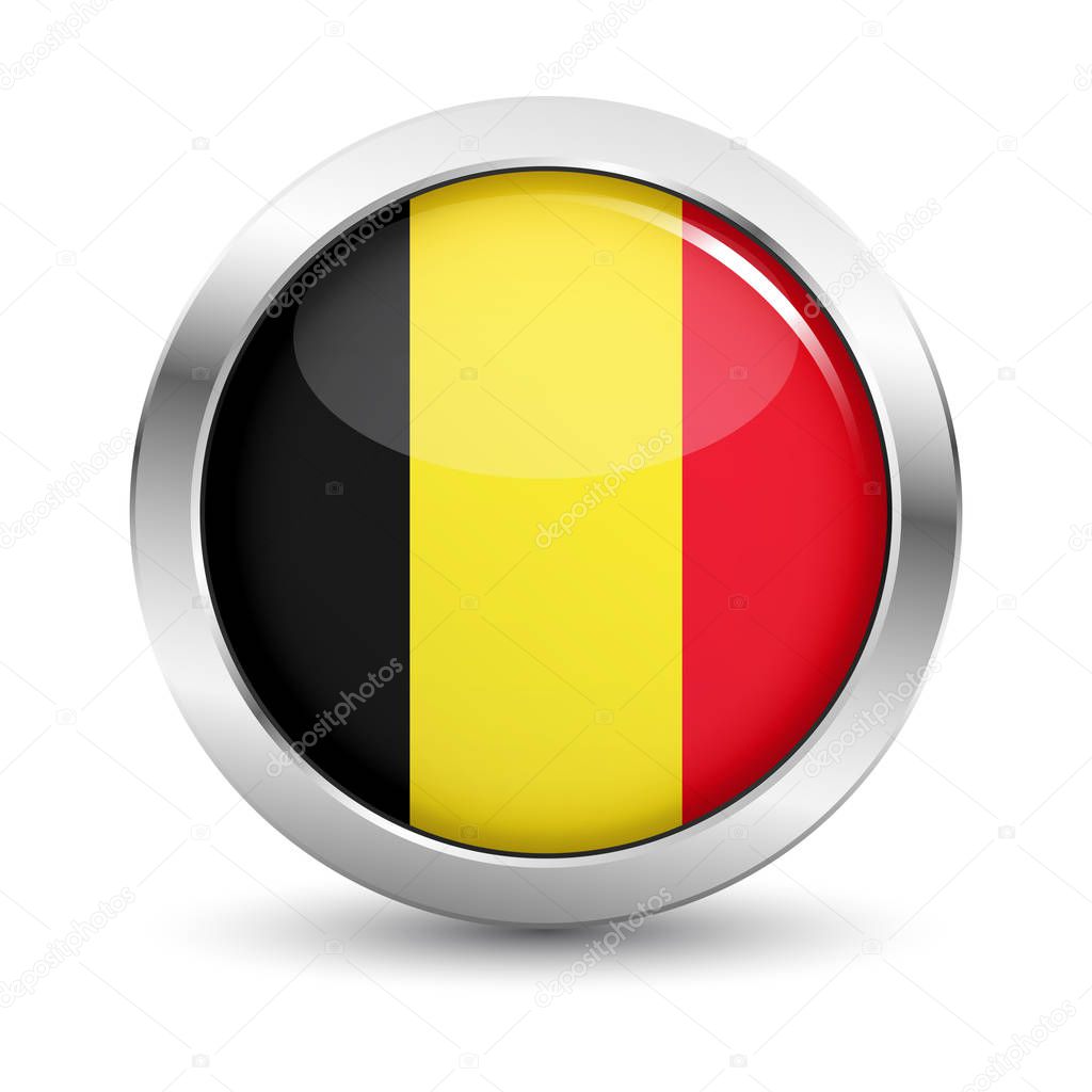 Belgium Flag Icon Badge Vector Button