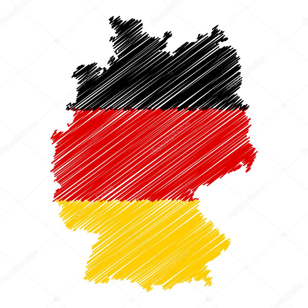 Germany Flag Map Hand Drawn