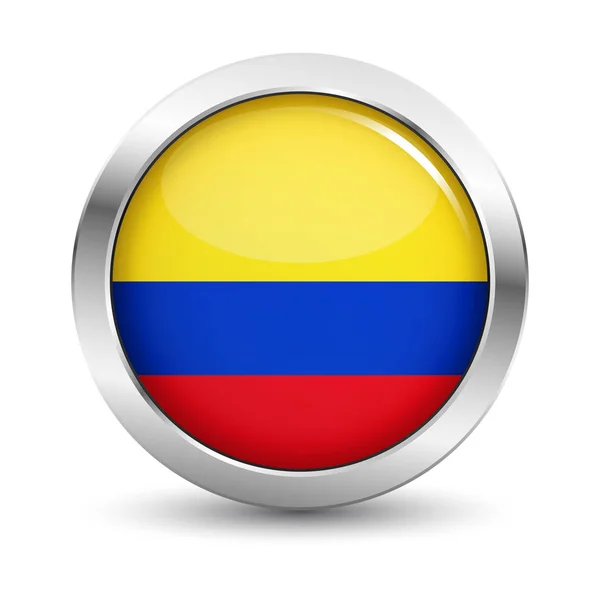 哥伦比亚国旗图标徽章矢量按钮 — 图库矢量图片