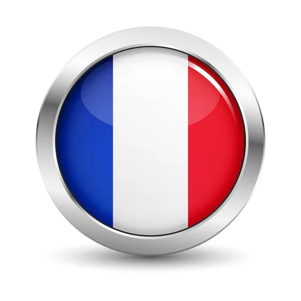Tombol Vektor Ikon Bendera Prancis - Stok Vektor