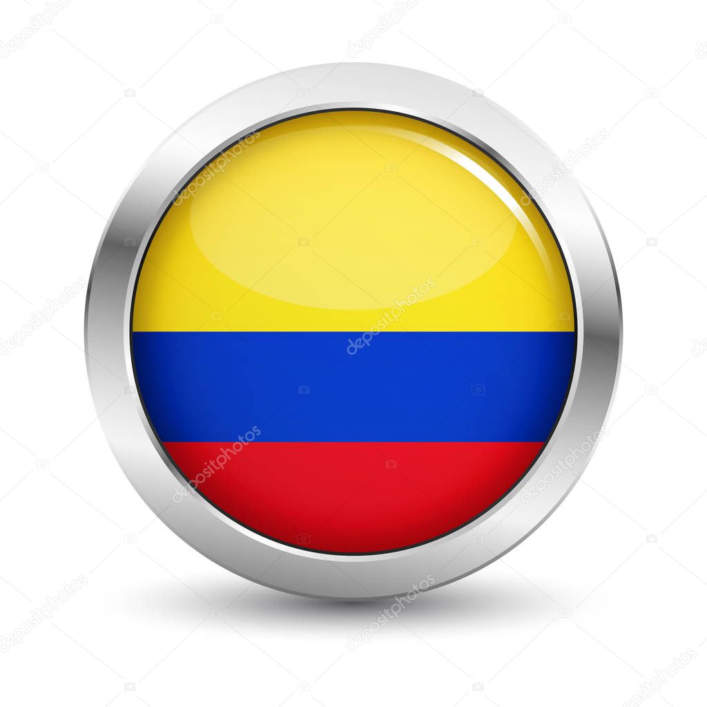Colombia Flag Icon Badge Vector Button