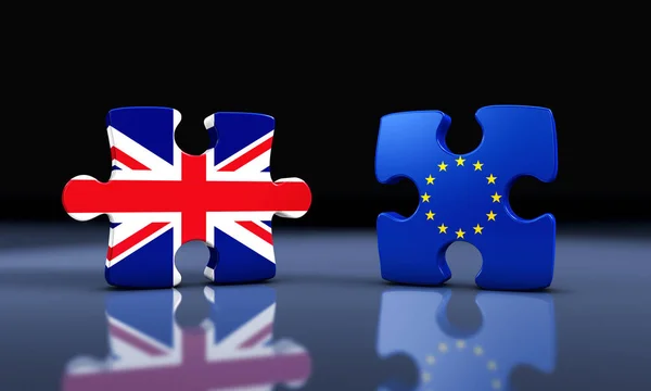 Britânico e União Europeia Flags Puzzle Pedaços — Fotografia de Stock