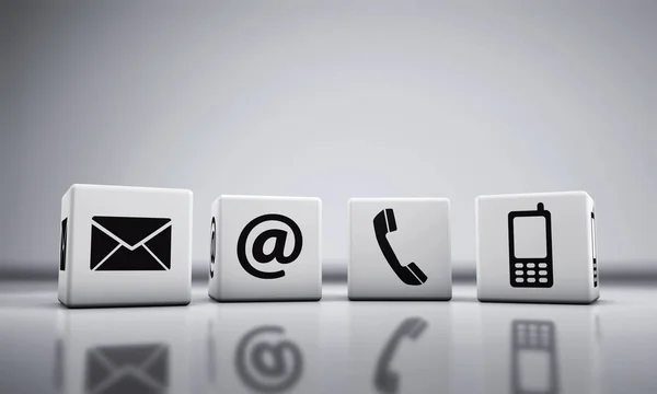 Web Contact Us Icons On Cubes — Stock Photo, Image