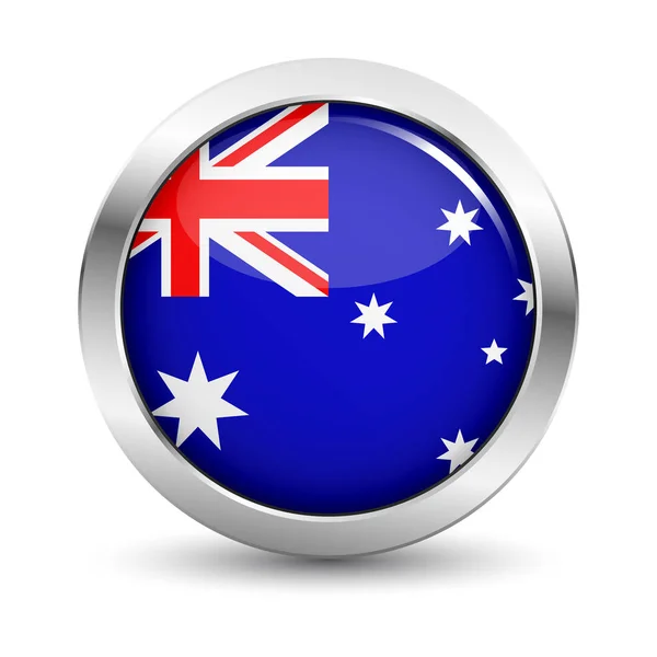 澳大利亚国旗图标徽章矢量按钮 — 图库矢量图片