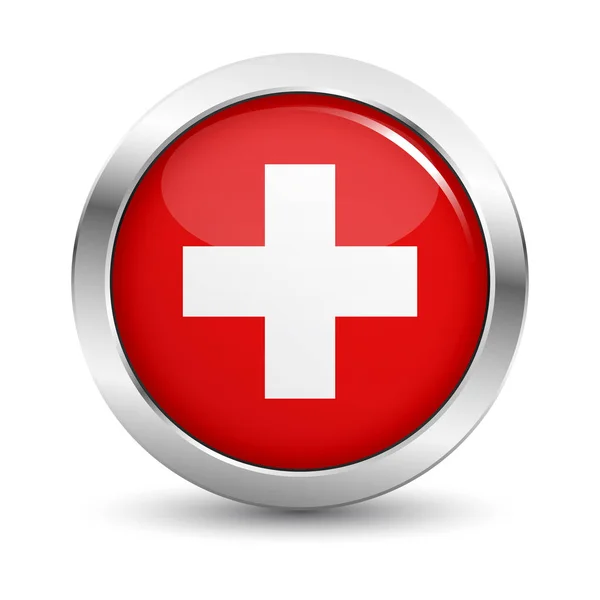 Zwitserse Vlag Badge Vector knop — Stockvector