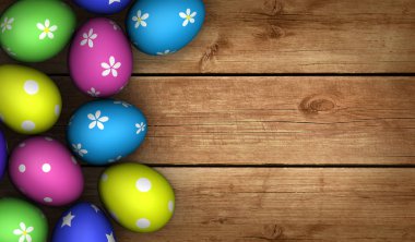 Paskalya yumurta ahşap arka plan