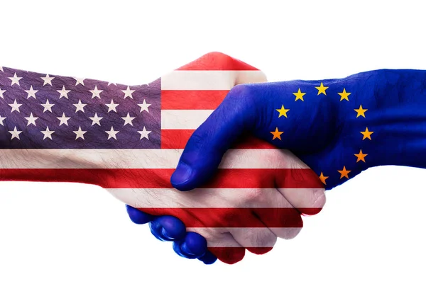 Estados Unidos Unión Europea Handshake — Foto de Stock