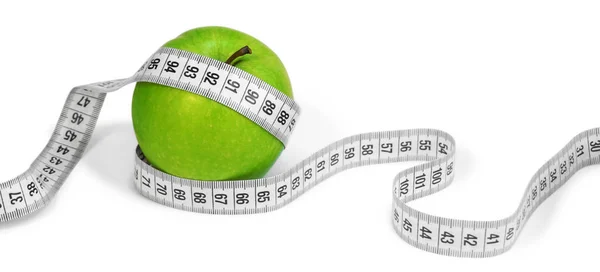 Measuring Tape And Apple Diet Concept — Stock Photo, Image