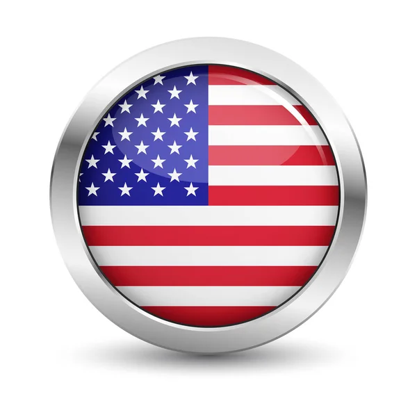 USA Flag Icon Badge Vector Button — Stock Vector