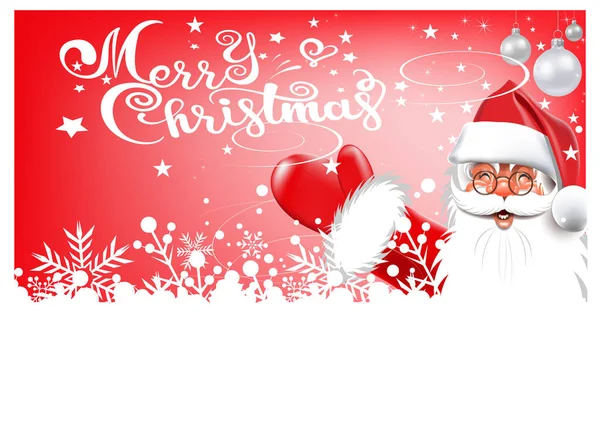 Merry Christmas Greeting Card Santa Claus Red Background Vector — Stock Vector