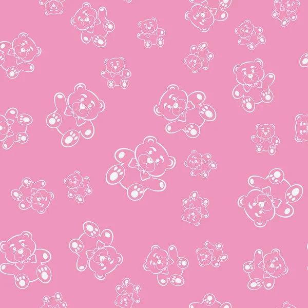 Patrón Rosa Sin Costuras Con Bonitos Osos Peluche Vector — Vector de stock