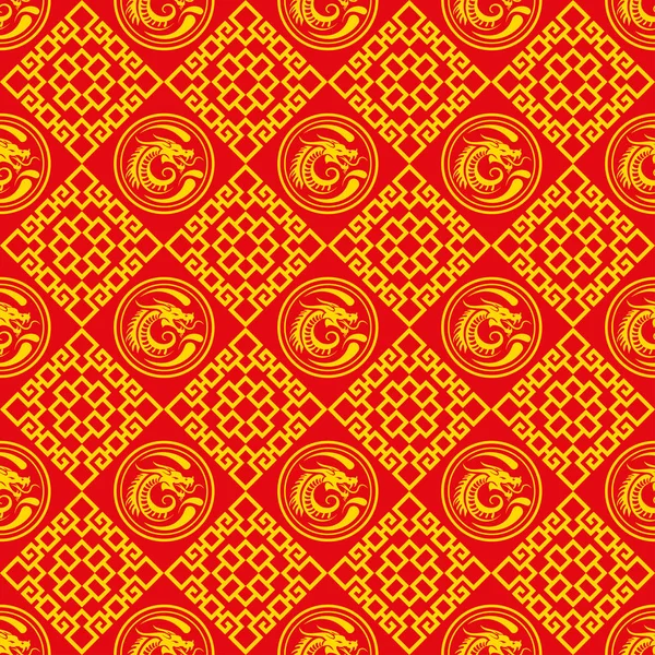 중국의 전통적 아시아 양식이다 동양식으로 붉은색 무늬가 솔기없는 패턴입니다 아시아 — 스톡 벡터