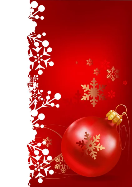圣诞卡 红色背景的圣诞树圣诞玩具 — 图库矢量图片