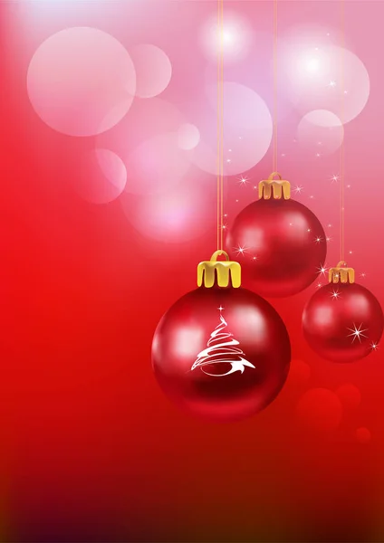 圣诞卡 抽象背景下的圣诞树红色玩具 — 图库矢量图片