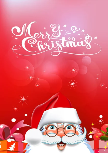 Cartão Natal Feliz Papai Noel Fundo Vermelho Abstrato Letras Feliz —  Vetores de Stock