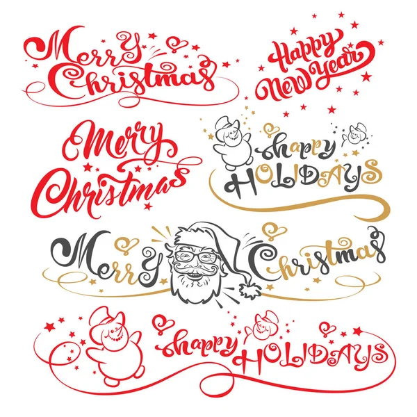 Ensemble Vectoriel Bannières Calligraphiques Pour Décorer Les Fêtes Noël Nouvel — Image vectorielle