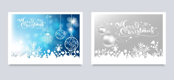 Kartki Świąteczne Dla Twojego Projektu Dwa Obrazy Kulkami Świątecznymi Wakacje — Wektor stockowy
