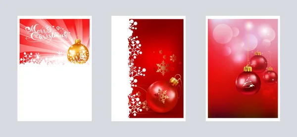 Weihnachtskarten Für Ihr Design Drei Bilder Mit Weihnachtskugeln Zur Weihnachts — Stockvektor