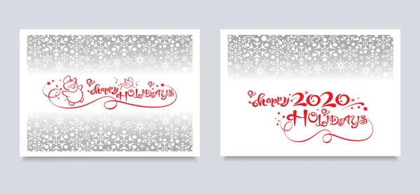 Kartki Świąteczne Banery Projektowania Kartki Noworoczne Plakaty Zaproszenia Dwa Obrazy — Wektor stockowy