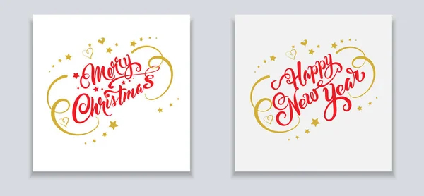 Joyeux Noël Bonne Année Bannière Carte Voeux Deux Modèles Dans — Image vectorielle