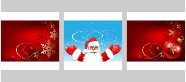 Weihnachtskarte Set Mit Vorlagen Für Ihr Weihnachts Und Neujahrsdesign Grußkarten — Stockvektor