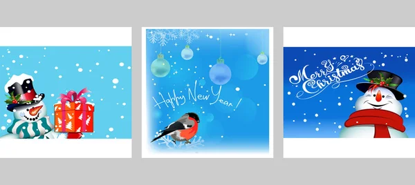 Βάλε Χριστουγεννιάτικες Κάρτες Πρότυπα Snowman Για Χριστούγεννα Και Νέο Έτος — Διανυσματικό Αρχείο