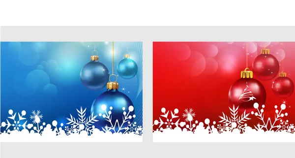 Καλά Χριστούγεννα Ευχετήριες Κάρτες Μπάλες Χριστουγέννων Παιχνίδια Κόκκινο Και Μπλε — Διανυσματικό Αρχείο