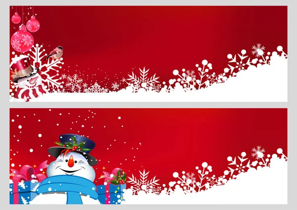 Boldog Karácsonyt Boldog Évet Üdvözlőlapokat Bannereket Design Két Sablont Rajzfilm — Stock Vector
