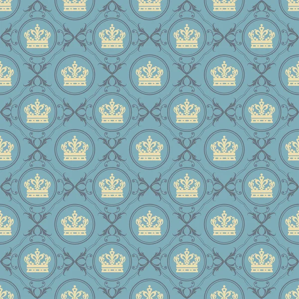 Винтажные Бесшовные Обои Королевскими Коронами Фоновое Изображение Вектор Eps10 — стоковый вектор