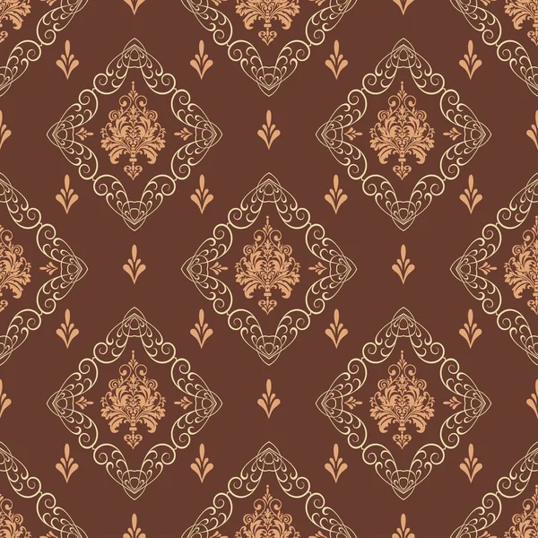Brown Background Seamless Pattern Retro Wallpaper Vector Image — ストックベクタ