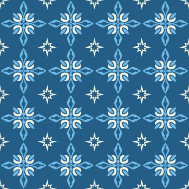 Geçmişe dönük mavi arkaplan. Kusursuz desen, duvar kağıdı dokusu, vektör illüstrasyonu