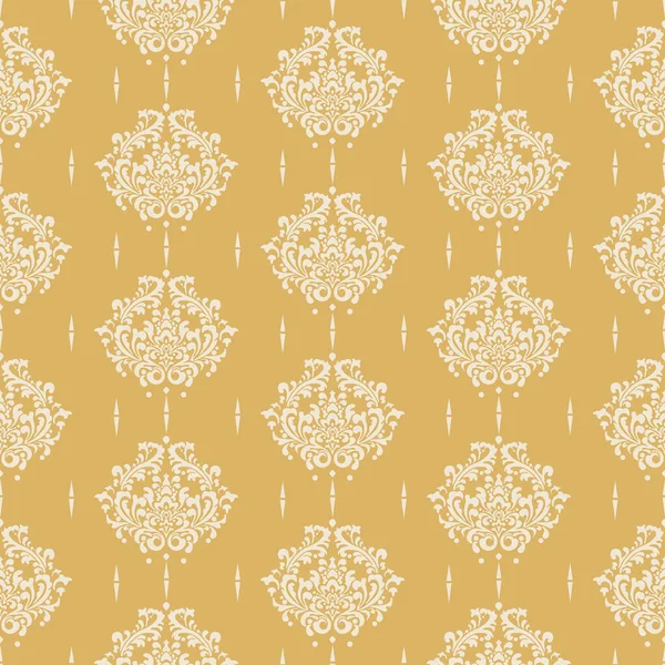 Damask Background Pattern Gold Colors Seamless Pattern Wallpaper Texture Vector — Stock Vector