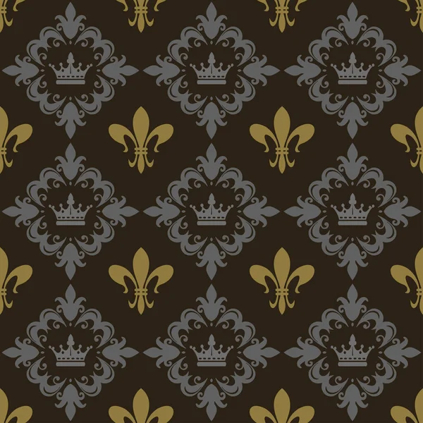 Modèle Fond Image Fond Sombre Dans Style Royal Motif Sans — Image vectorielle