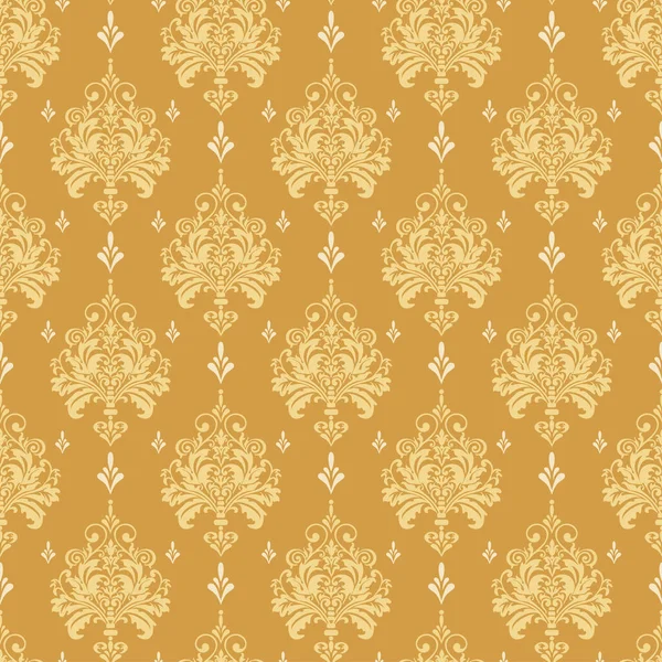 Modern Background Damask Style Seamless Gold Wallpaper Vector Image — Stock Vector