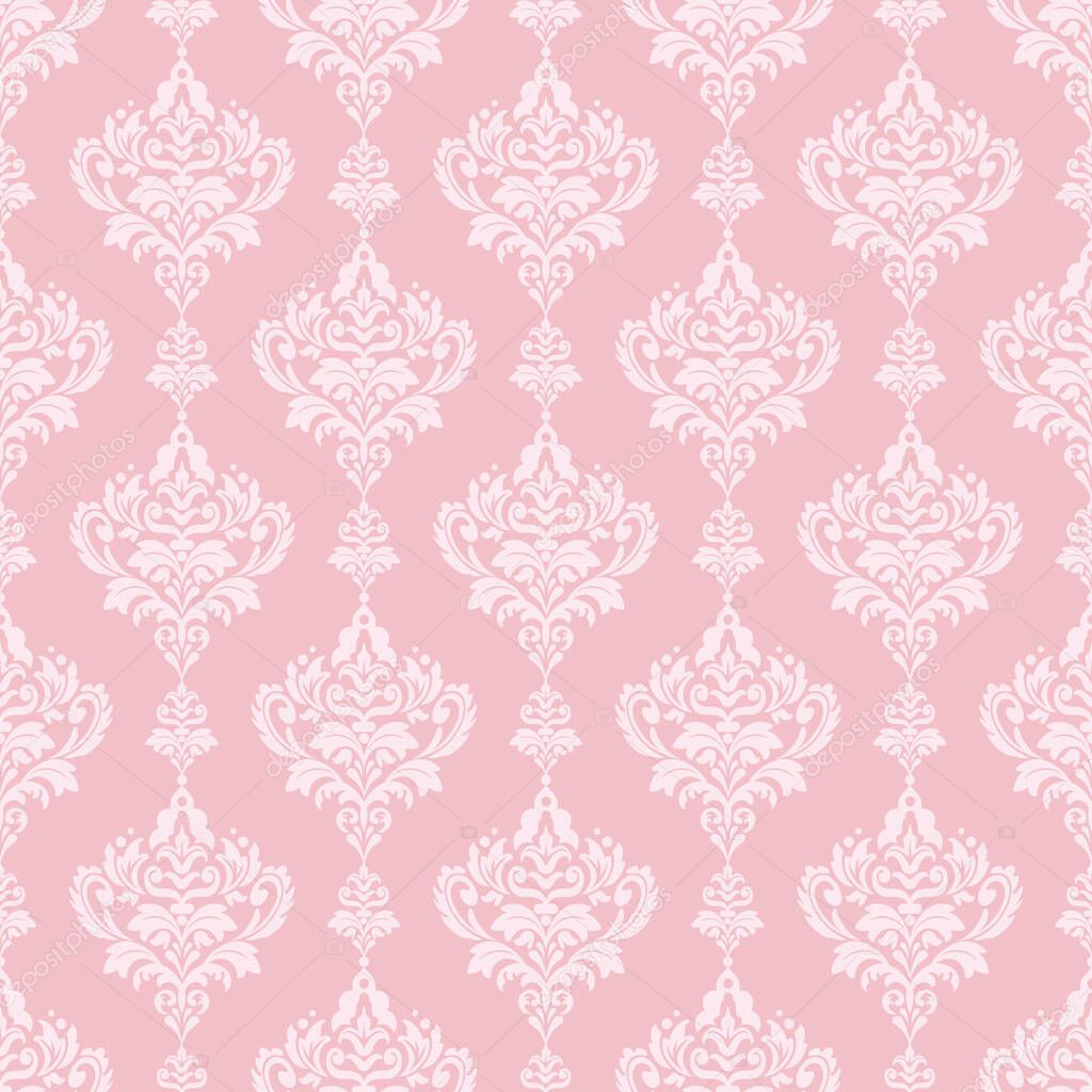pink background with floral seamless pattern in retro style vector illustration