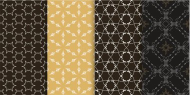 Vector seamless pattern - geometric. Set of background wallpaper in modern style. Colors: black, gold, gray. Graphic templates for your design.