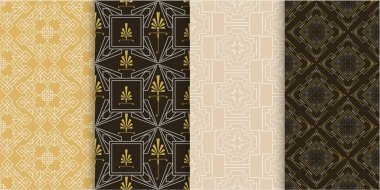 Vector geometric pattern. Set of background wallpaper in modern style. Colors: black, gold, beige