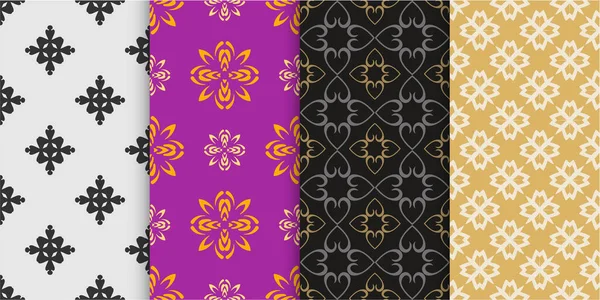 Vector Seamless Pattern Set Templates Seamless Background Wallpaper Colors Purple — Stockvector