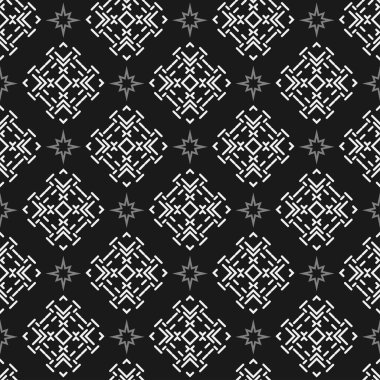 Black And White Geometric Pattern | Background Vector | Seamless Wallpaper For Interior Design