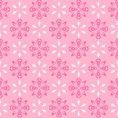 Simple Floral Pattern | Decorative Background Vector | Colors: Pink, White | Seamless Wallpaper For Interior Design