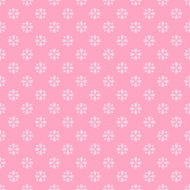 Simple Floral Pattern Vector | Texture Graphic | Colors: Pink, White | Seamless Background Wallpaper For Interior Design
