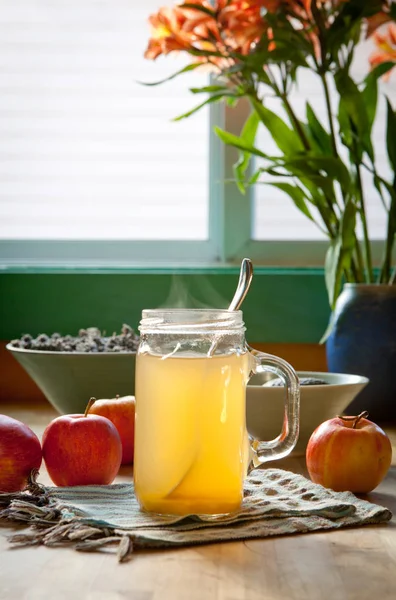 Hot apple cider cuka dan minuman madu — Stok Foto