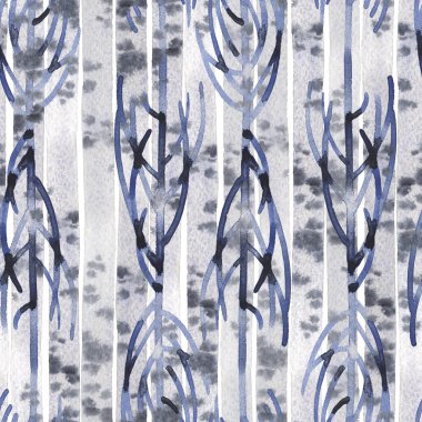 Huş ağacı. Orman çalılık. Suluboya. İllüstrasyon