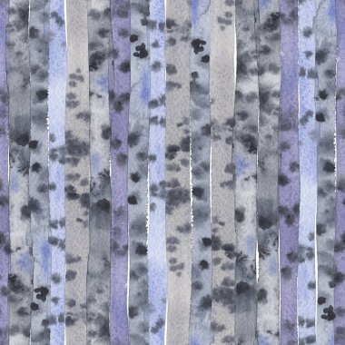 Huş ağacı. Orman çalılık. Suluboya. İllüstrasyon