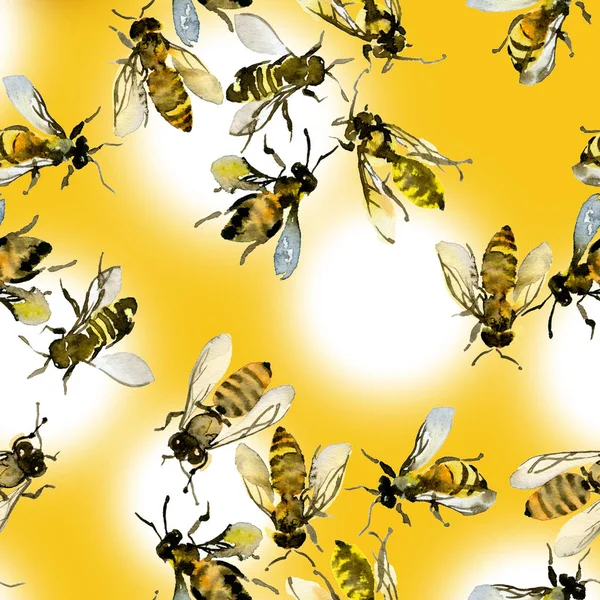 Милый, лето, страна, дикие пчёлы. Акварель. Иллюстрация — стоковое фото