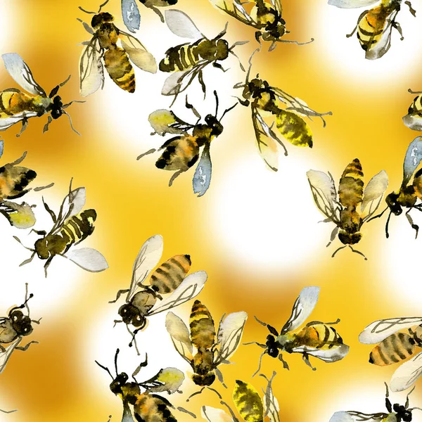 Милый, лето, страна, дикие пчёлы. Акварель. Иллюстрация — стоковое фото