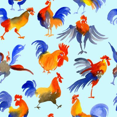 Noel desen. Noel. Arka plan. Horoz. Suluboya. İllüstrasyon